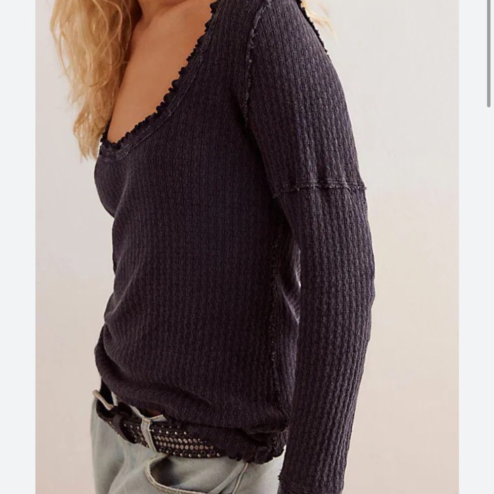 We The Free Clover long sleeve layering top in brown xs